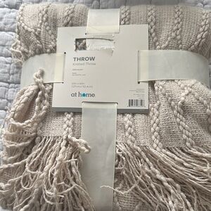 At Home Beige Knitted Throw Blanket